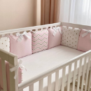Set lenjerie patut bebe 7 piese Dots roz (4)